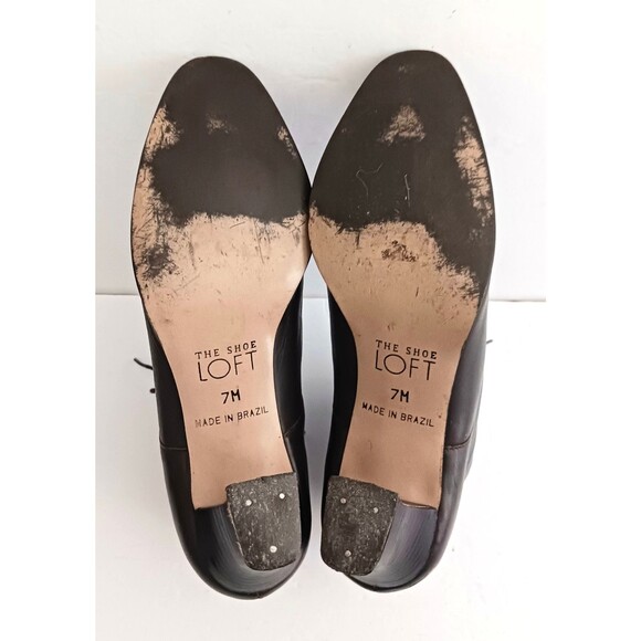 LOFT Brown Leather Lace Up Victorian Ankle Boot Cap Toe Curved Heel 7M - Picture 10 of 15